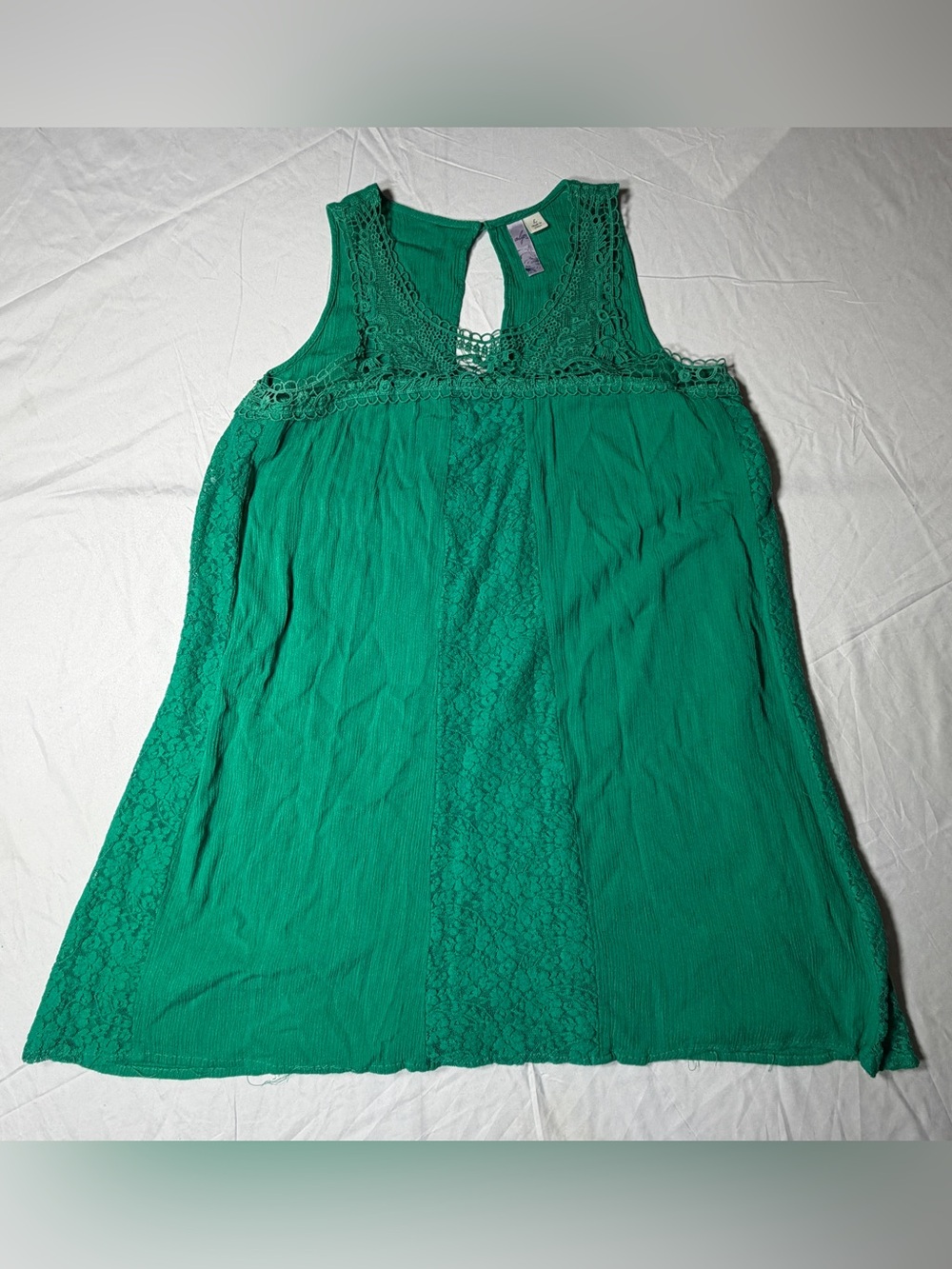 Alya Green Lace Sleeveless Boho Top - Size L